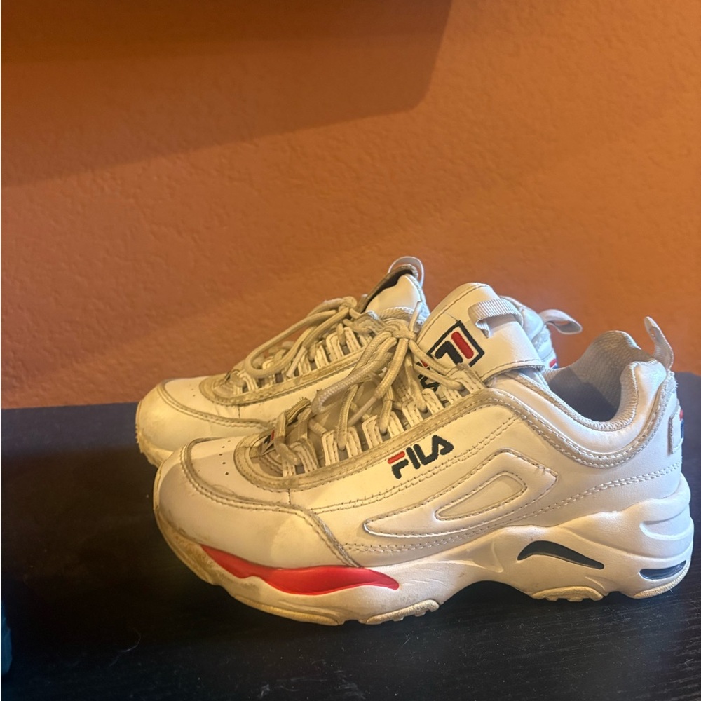 Fila Cream and Red Athletic Shoes